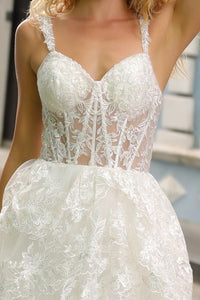 White Lace See-Through Top A Line Tier Dress