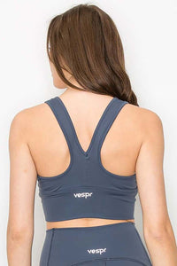 Midnight Ruched Crop Top Medium Support