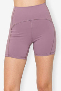 Lavender Bike Shorts Four Way Stretch High Waist