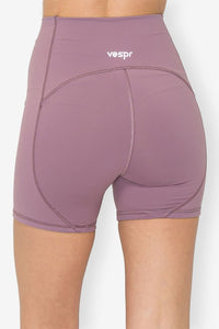 Lavender Bike Shorts Four Way Stretch High Waist