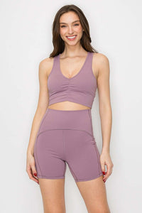 Lavender Bike Shorts Four Way Stretch High Waist