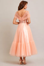 Blush Off Shoulder Bustier Illusion Sweetheart Top Midi Dress