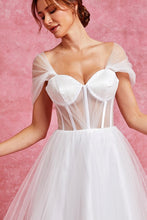 Off White Off Shoulder Bustier Illusion Sweetheart Top Midi Dress