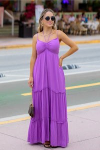 Grape Solid Rayon Gauze Maxi Dress