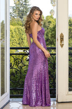 Purple Strapless Sequin Maxi Dress