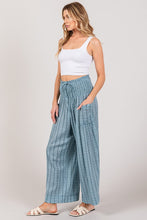 Denim Blue Cotton Gauze Soft Wash Stripe Pants