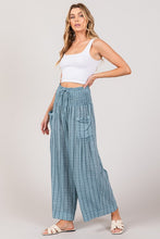 Denim Blue Cotton Gauze Soft Wash Stripe Pants