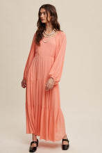 Peach Amber Square Neck Tiered Maxi Dress