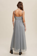 Sage Tint Romantic Babydoll Maxi Tulle Dress