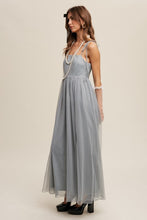 Sage Tint Romantic Babydoll Maxi Tulle Dress