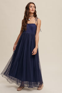 Midnight Romantic Babydoll Maxi Tulle Dress