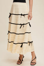 Natural Plisse Bow Contrast Maxi Skirt