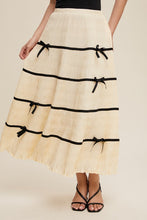 Natural Plisse Bow Contrast Maxi Skirt