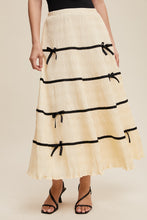 Natural Plisse Bow Contrast Maxi Skirt