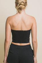 Black Denim Strapless Button Vest Top