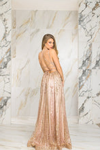 Rose Gold Glitter Sequin Maxi Dress