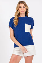 Royal/White Color Blocked Sweater Top