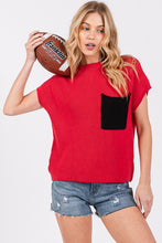 Red/Black Color Blocked Sweater Top