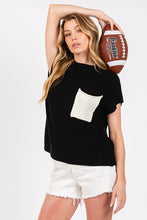 Black/White Color Blocked Sweater Top