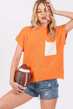 Orange/White Color Blocked Sweater Top