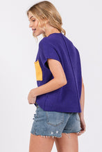 Purple/Yellow Color Blocked Sweater Top