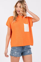 Orange/White Color Blocked Sweater Top