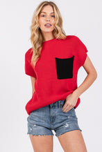 Red/Black Color Blocked Sweater Top