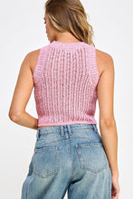 Pink Crochet Sleeveless Knit Top