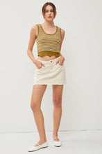 Moss Striped Scalloped Hem Chunky Knit Sweater Tank