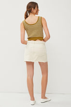 Moss Striped Scalloped Hem Chunky Knit Sweater Tank