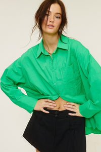 Green Loose Fit Button Down Shirt