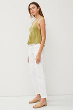 Lime Crochet V-Neck Scalloped Crop Pointelle Knit Tank