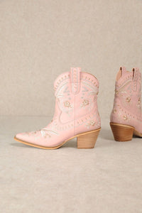 Light Pink Corral - Botanical Embroidered Cowgirl Boots