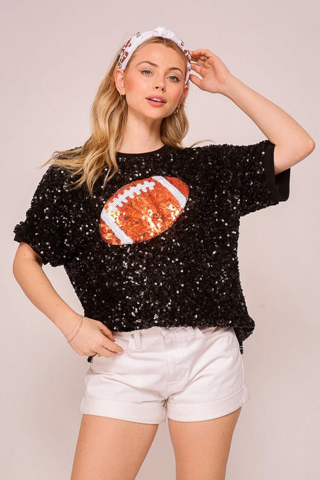 Black Game Day Football Sparkly Top