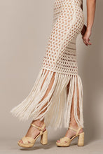 Sand Halter Crochet Cover Up Dress With Fringe Hem