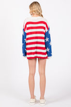 Red/Blue/White American Flag Print Sweater Top