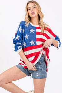 Red/Blue/White American Flag Print Sweater Top