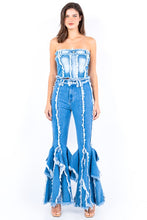 Light Blue Frayed Edge Denim Corset Top