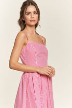 Hot Pink Striped Bow Midi Dress