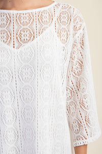 White Long Sheer Crochet Knit Dress