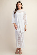 White Long Sheer Crochet Knit Dress