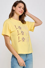 Yellow Rhinestone Detail Graphic T Shirt