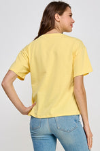 Yellow Rhinestone Detail Graphic T Shirt