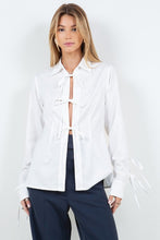 White Bow Tie Details Shirt