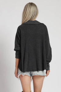 Black Mineral Dyed Fringe Top