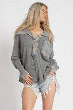 Grey Mineral Dyed Fringe Top