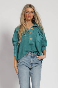 Turquoise Mineral Dyed Fringe Top