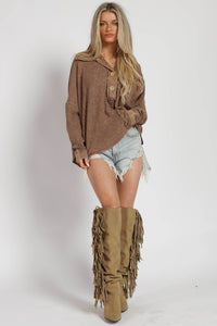 Camel Mineral Dyed Fringe Top