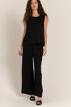 Black Elastic Waistband Wide Leg Pants