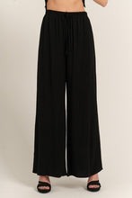 Black Elastic Waistband Wide Leg Pants